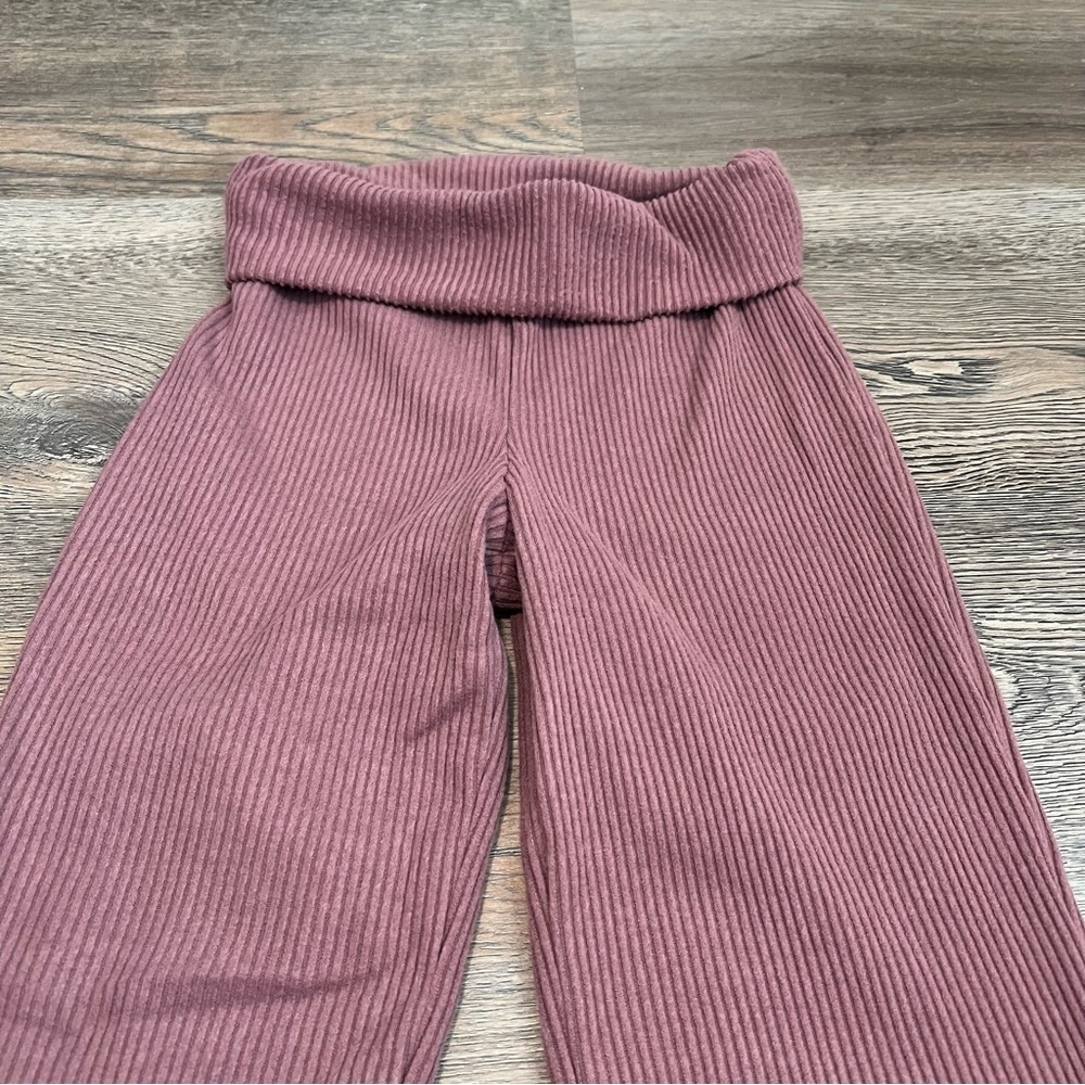 Wild Fable Ribbed Flare Pants in Pink Mauve Wide Leg Foldover Waist XS - Picture 2 of 6